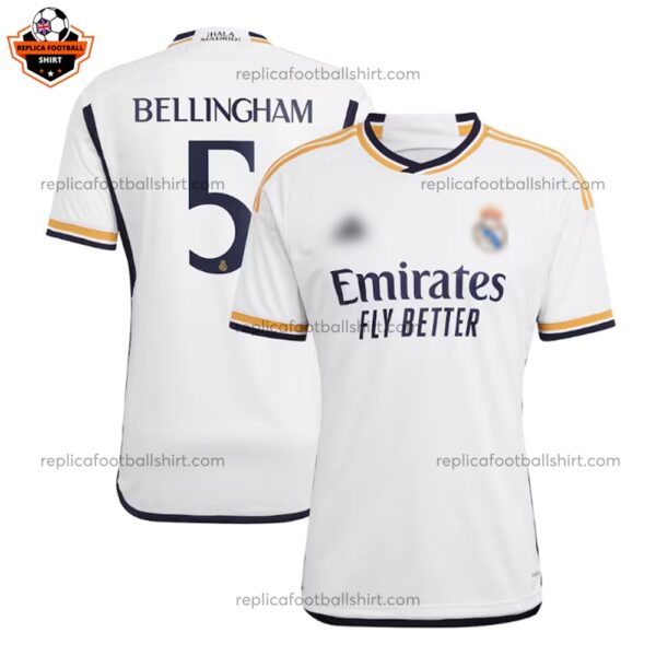 Real Madrid Home Men Replica Football Shirt 2023/24 BELLINGHAM 5 Printed - over view
