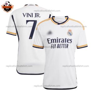 Real Madrid Home Men Replica Football Shirt 2023/24 VINI JR. 7 Printed - over view