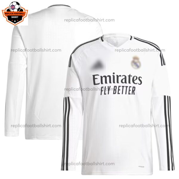 Real Madrid Home Men Replica Football Shirt 24/25 Long Sleeve - Over View