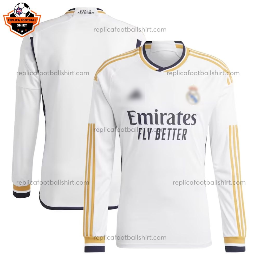 Real Madrid Home Men Replica Football Shirt 23/24 Long Sleeve - Over View