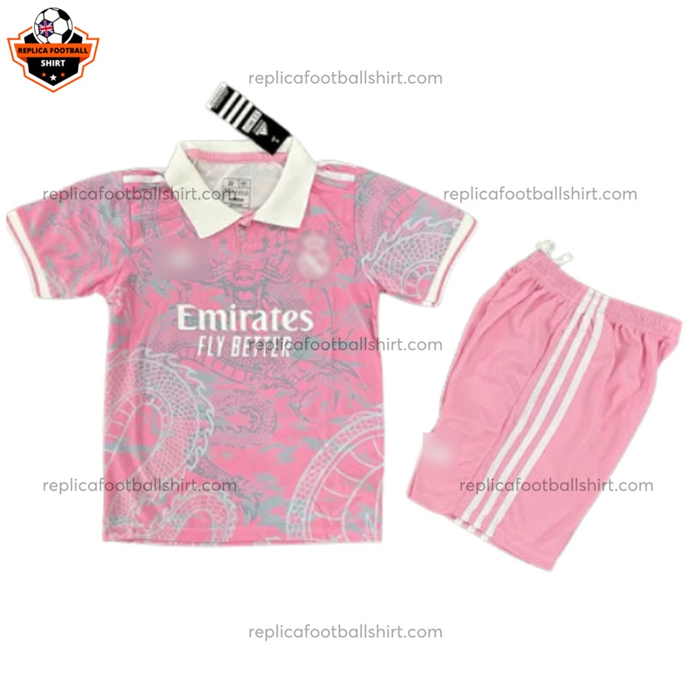 Real Madrid Pink Special Editon Kid Replica Football Kit 2023/24 - Front View
