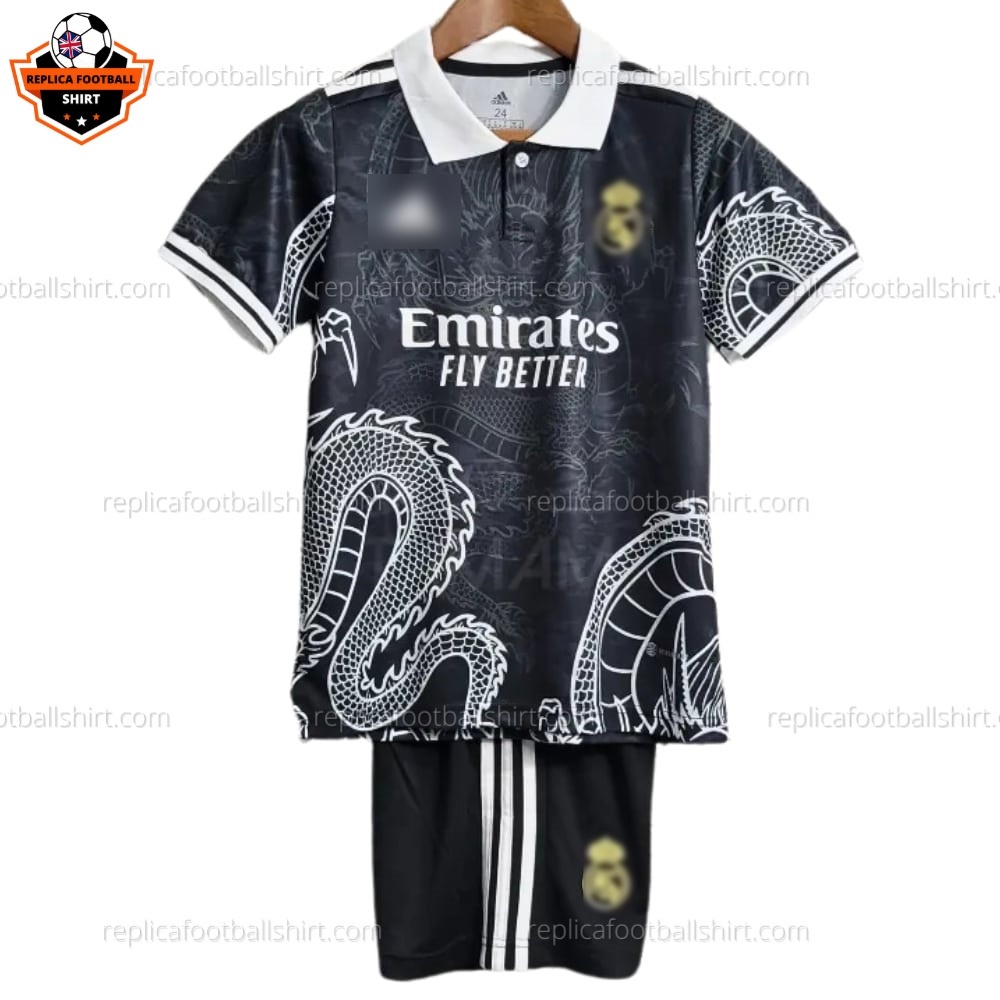 Real Madrid Special Edition Black Kid Replica Football Kit 2023/24 - Front View