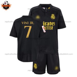 Real Madrid Third Kid Replica Football Kit 2023/24 VINI JR. 7 Printed - over view