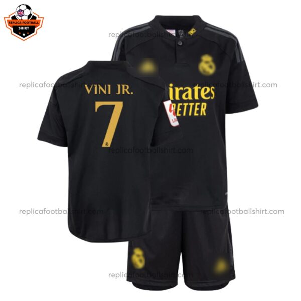 Real Madrid Third Kid Replica Football Kit 2023/24 VINI JR. 7 Printed - over view