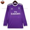 Retro Real Madrid Away Men Replica Football Shirt 2016/17 Long Sleeve - front view