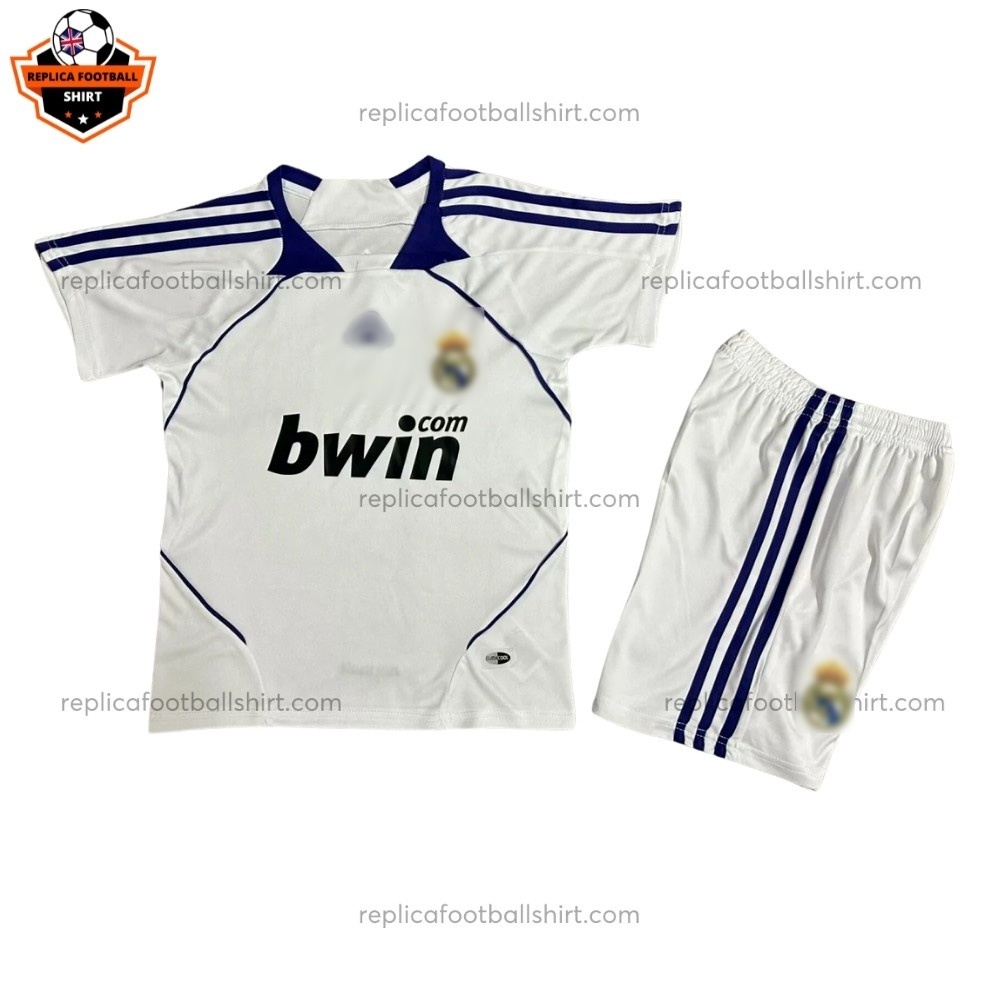 Retro Real Madrid Home Kid Replica Football Kit 2007/08 - front view