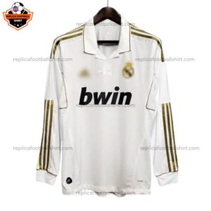 Retro Real Madrid Home Men Replica Football Shirt 2011/12 Long Sleeve - front view