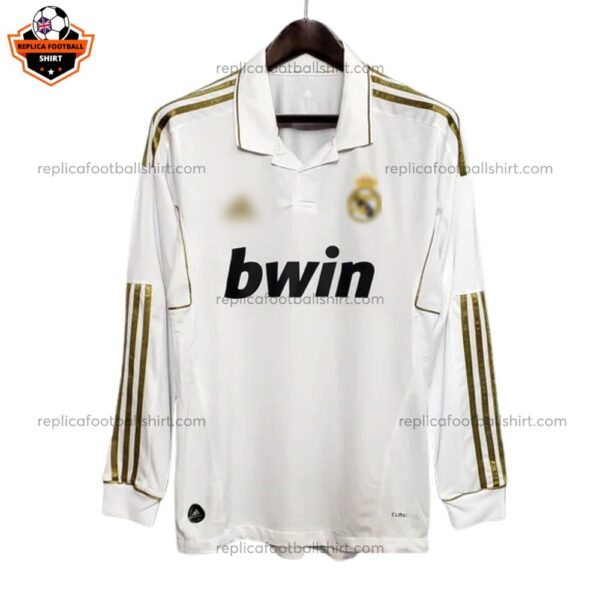 Retro Real Madrid Home Men Replica Football Shirt 2011/12 Long Sleeve - front view