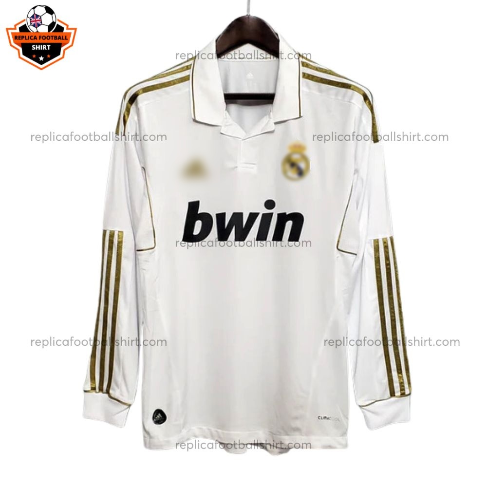 Retro Real Madrid Home Men Replica Football Shirt 2011/12 Long Sleeve - front view