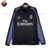Retro Real Madrid Third Men Replica Football Shirt 2016/17 Long Sleeve - front view