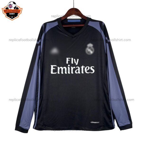 Retro Real Madrid Third Men Replica Football Shirt 2016/17 Long Sleeve - front view
