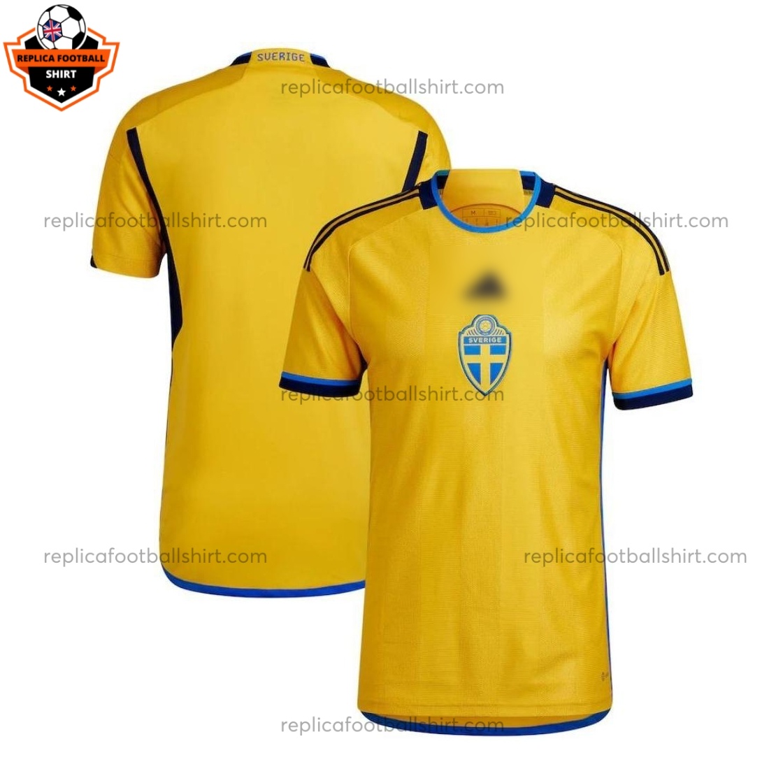 Sweden Home World Cup Replica Football Shirt 2022 - Over View