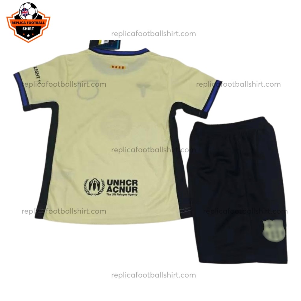 Barcelona Yellow Third Kid Replica Football Kit 2025/26 Back View