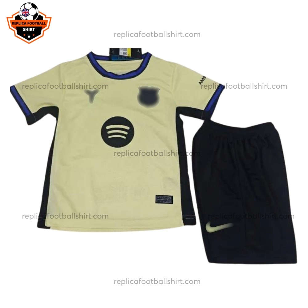 Barcelona Yellow Third Kid Replica Football Kit 2025/26 Front View