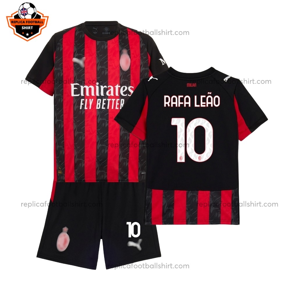 AC Milan Home Kid Replica Football Kit 2025/26 RAFA LEÃO 10 Printed Full View