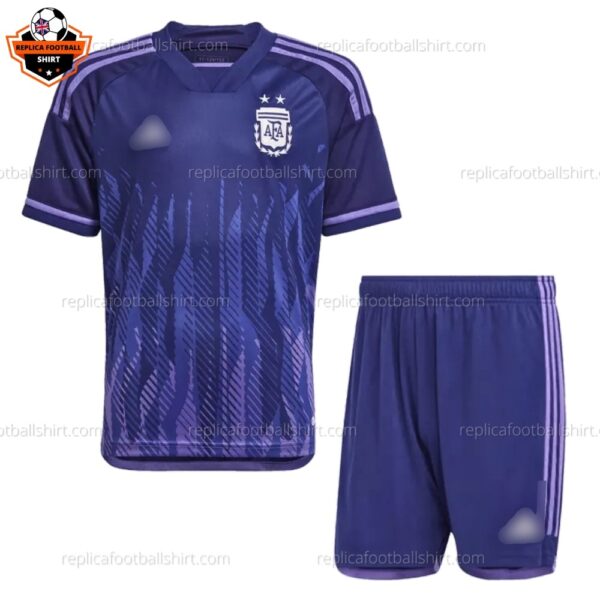 Argentina Away 3 Stars Kid Replica Football Kit 2022/23 - Front View