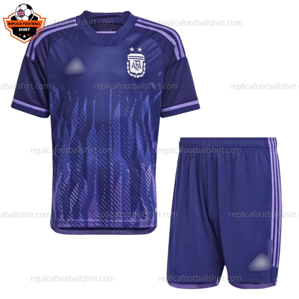 Argentina Away 3 Stars Kid Replica Football Kit 2022/23 - Front View