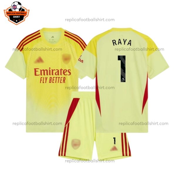 Arsenal Goalkeeper Kid Replica Football Kit 2025/26 RAYA 1 Printed Full View