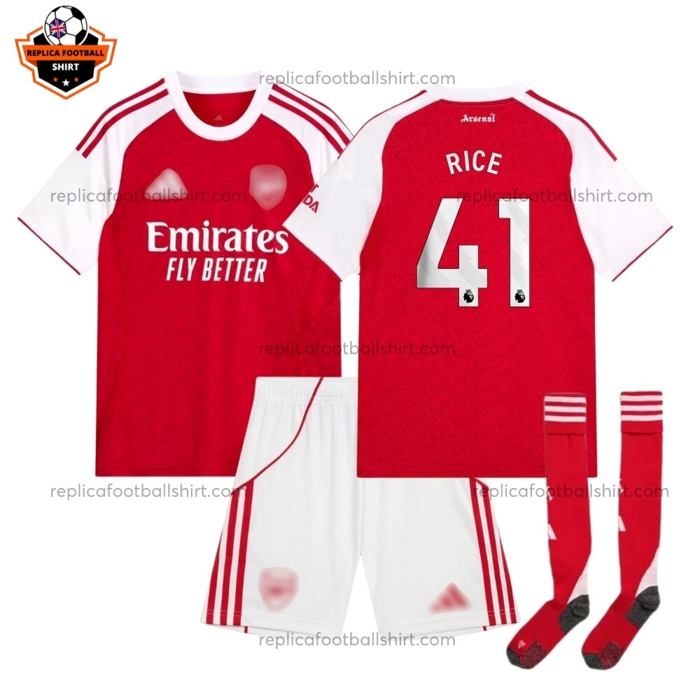 Arsenal Home Kid Replica Football Kit 2025/26 RICE 41 Printed Full View
