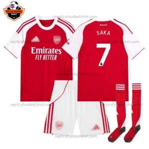 Arsenal Home Kid Replica Football Kit 2025/26 SAKA 7 Printed Full View
