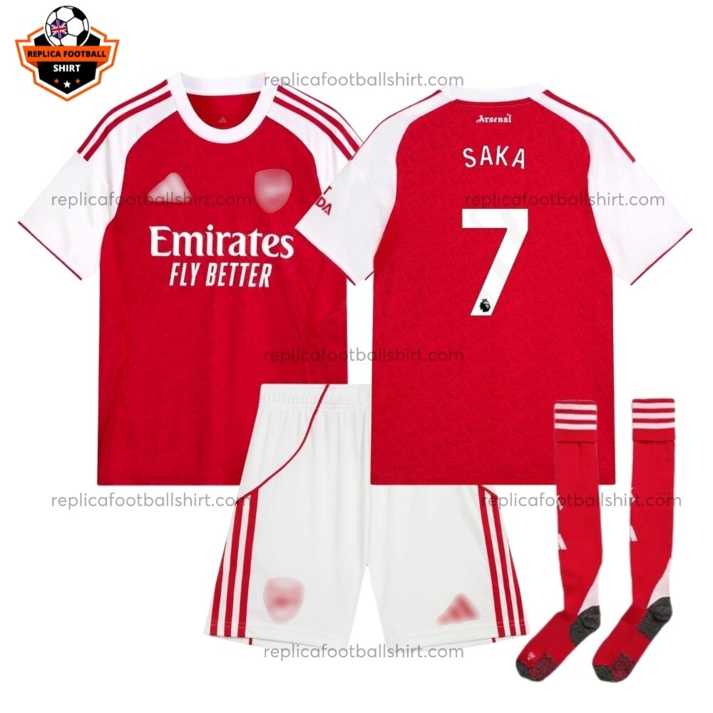 Arsenal Home Kid Replica Football Kit 2025/26 SAKA 7 Printed Full View
