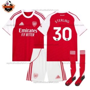 Arsenal Home Kid Replica Football Kit 2025/26 Sterling 30 Printed Full View
