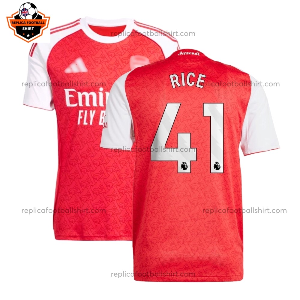 Arsenal Home Men Replica Football Shirt 2025/26 RICE 41 Printed Full View