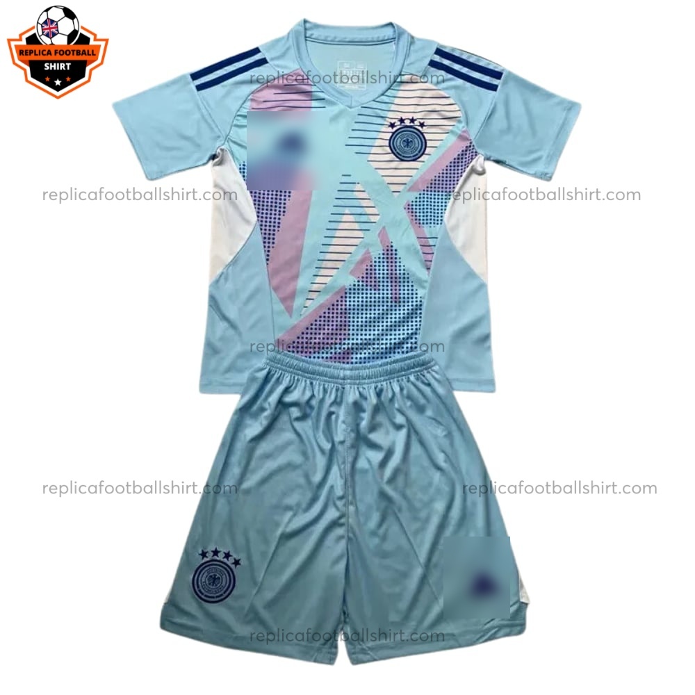 Germany Goalkeeper Blue Kid Replica Football Kit 2024 - Front View