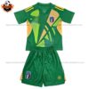 Italy Goalkeeper Green Kid Replica Football Kit 2024/25 - Front View