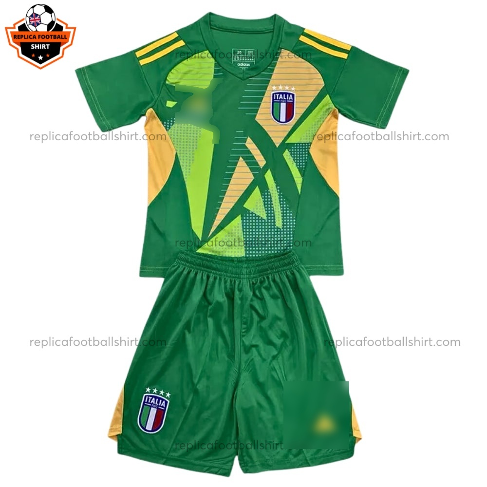 Italy Goalkeeper Green Kid Replica Football Kit 2024/25 - Front View