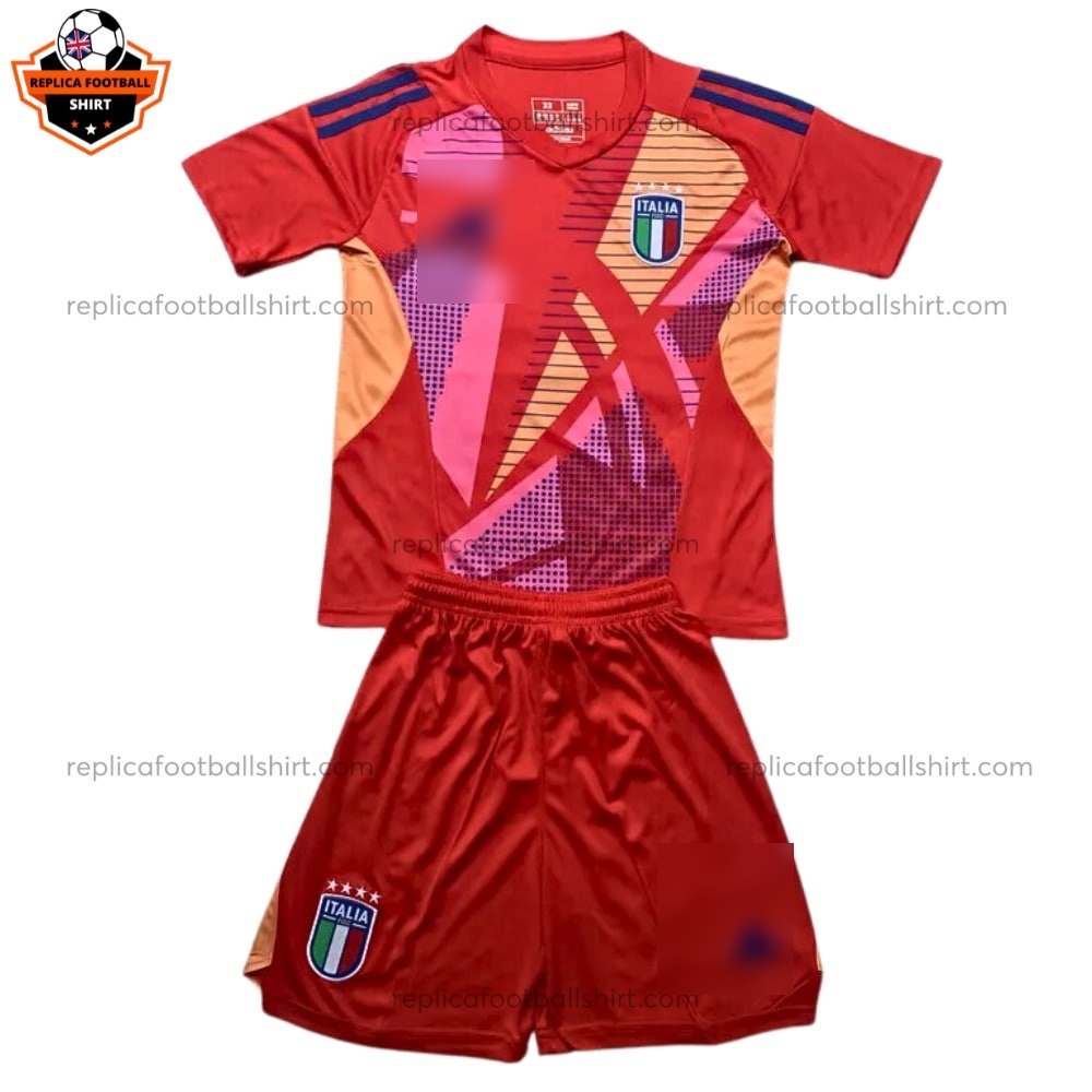 Italy Goalkeeper Red Kid Replica Football Kit 2024/25 - Front View
