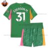 Manchester City Green Goalkeeper Kid Replica Football Kit 2025/26 EDERSON M. 31 Printed Back View
