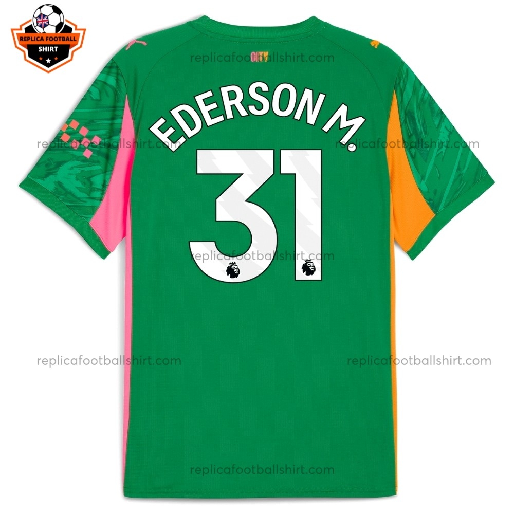 Manchester City Green Goalkeeper Men Replica Football Shirt 2025/26 EDERSON M. 31 Printed Back View