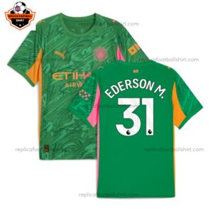 Manchester City Green Goalkeeper Men Replica Football Shirt 2025/26 EDERSON M. 31 Printed Full View