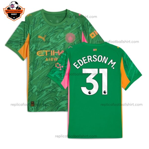 Manchester City Green Goalkeeper Men Replica Football Shirt 2025/26 EDERSON M. 31 Printed Full View