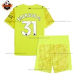 Manchester City Yellow Goalkeeper Kid Replica Football Kit 2025/26 EDERSON M. 31 Printed