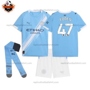 Manchester City FODEN 47 Home Kid Replica Football Kit 2025/26 Printed Full View