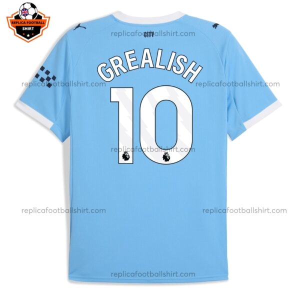 Manchester City GREALISH 10 Home Men Replica Football Shirt 2025/26 Printed Back View