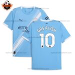 Manchester City GREALISH 10 Home Men Replica Football Shirt 2025/26 Printed