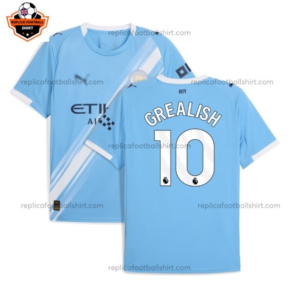 Manchester City GREALISH 10 Home Men Replica Football Shirt 2025/26 Printed Full View