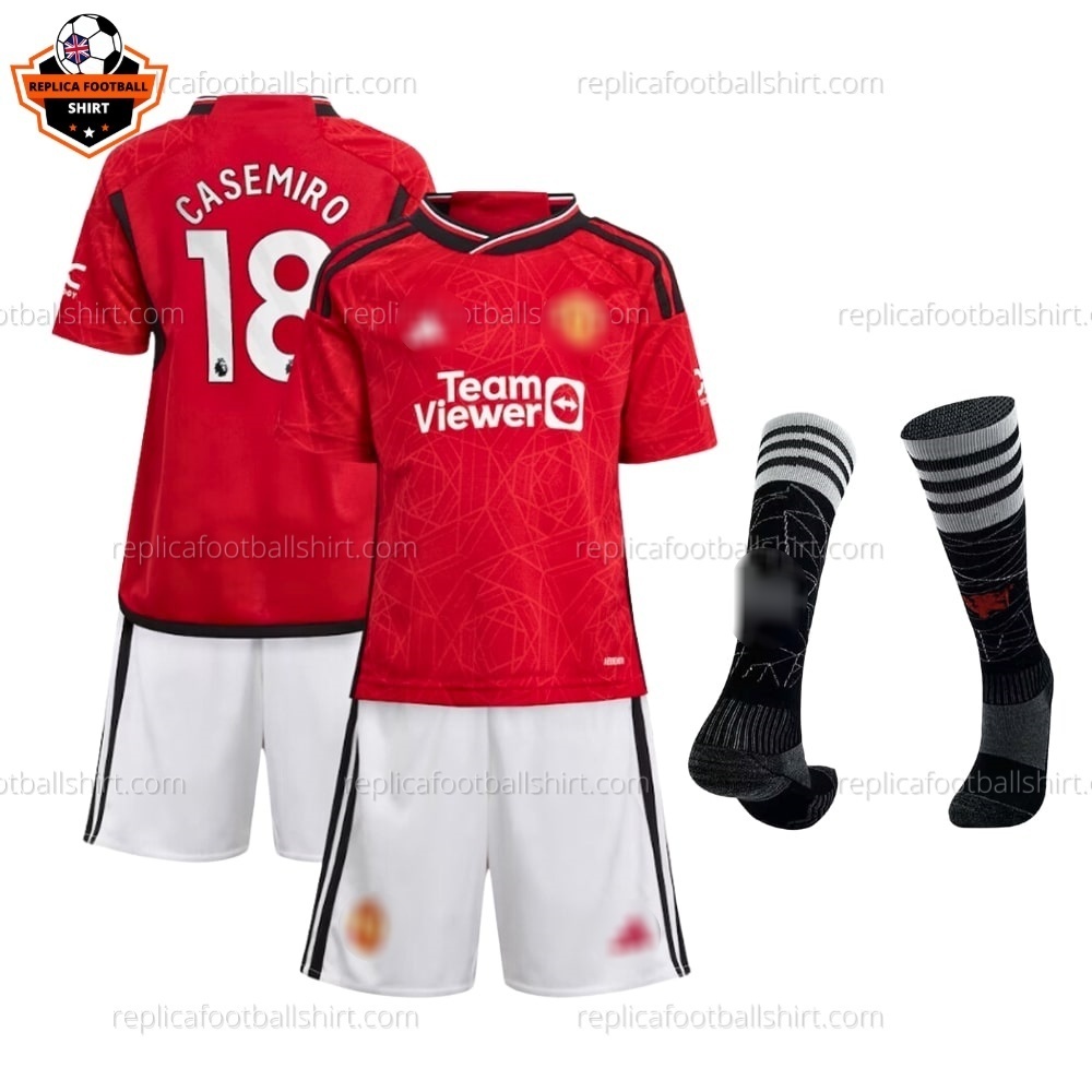 Manchester United Home Kid Replica Football Kit 2023/24 CASEMIRO 18 Printed - Over View