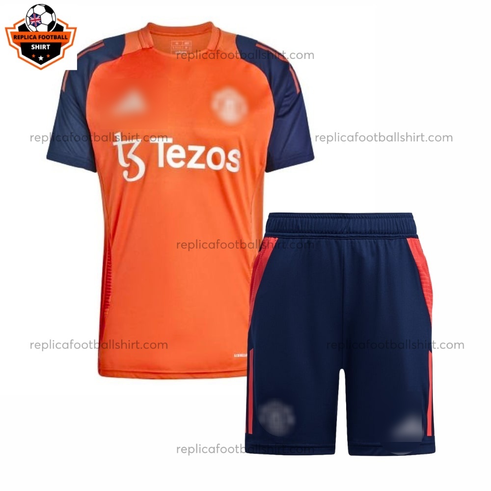 Manchester United Orange Training Kid Replica Football Kit 2024/25 - Front View