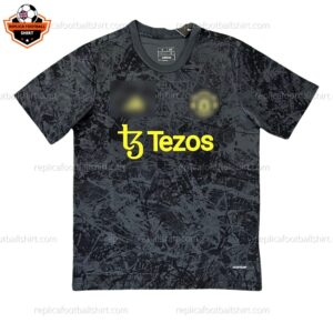 Manchester United Pre-Match Stone Rose Replica Football Shirt Black 2023/24 - Front View