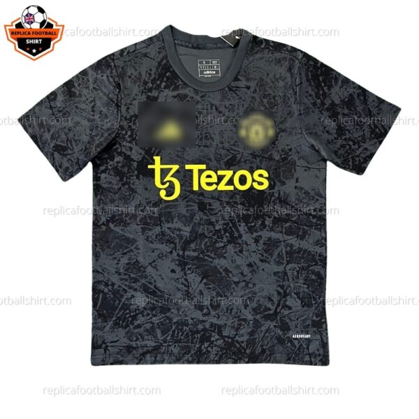 Manchester United Pre-Match Stone Rose Replica Football Shirt Black 2023/24 - Front View