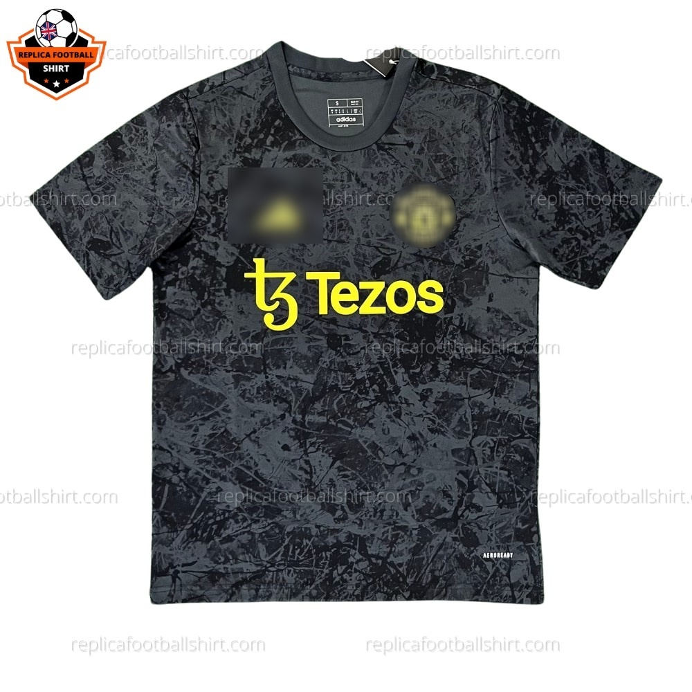 Manchester United Pre-Match Stone Rose Replica Football Shirt Black 2023/24 - Front View