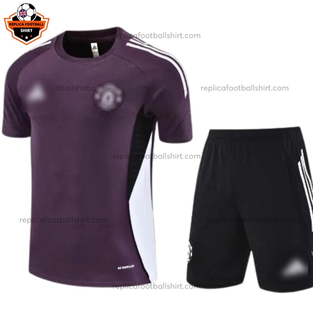 Manchester United Purple Pre Match Training Kid Replica Football Kit 2025/26 - Front View