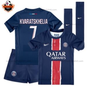 Paris Saint Germain Home Kid Replica Football Kit 2024/25 KVARATSKHELIA 7 Printed Full View