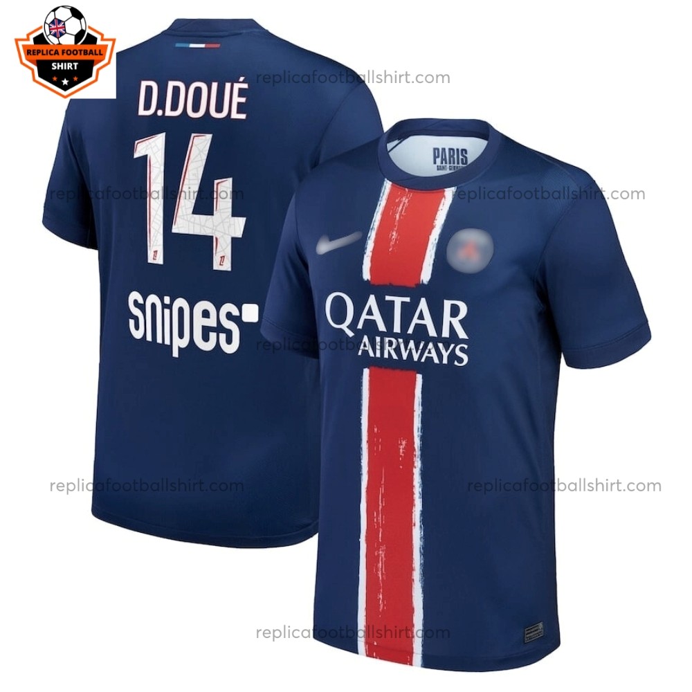 Paris Saint Germain Home Men Replica Football Shirt 2024/25 D.DOUÉ 14 Printed Full View