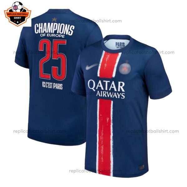 Paris Saint Germain Home Men Replica Football Shirt 2024/25 CHAMPIONS 25 Printed Full View