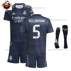 Real Madrid BELLINGHAM 5 Away Kid Replica Football Kit 2025/26 Full View